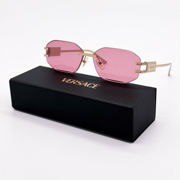 NEW VERSACE VE2274 1002/84 SUNGLASSES VE2274 100284 GOLD PINK MOD 2274 1002/84 - Picture 2 of 10